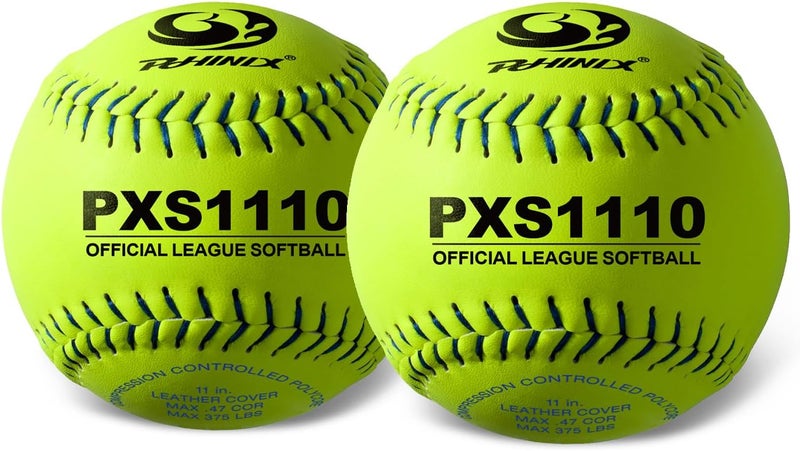 PHINIX Split Leather Fast-Pitch Softball Official Size and Weight Professional Quality 11" & 12" Options (COR .47 / Comp.375) - Image 1